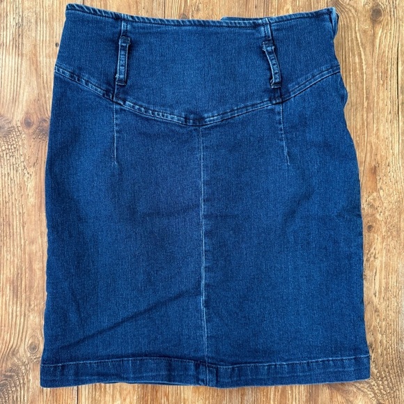 Free People Women’s Denim Stretch Pencil Mini Skirt Side Zip Belt Loops Sz 2 EUC - Picture 1 of 9